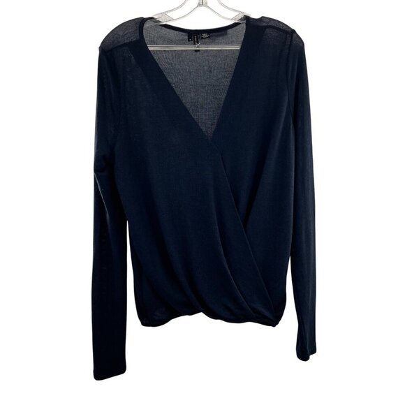 Vero Moda Women's Long Sleeve Surplice Lightweight Sweater Navy Size Medium - Picture 1 of 9